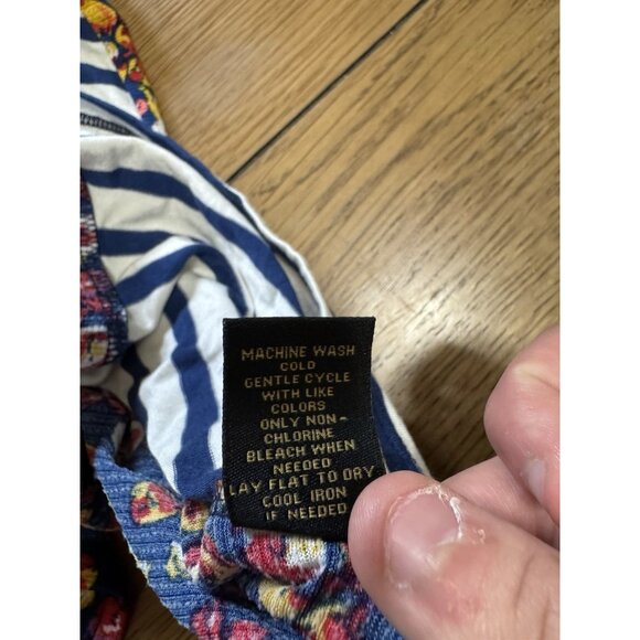 Lee Size Large Floral Striped‎ Blouse Blocked Style Sleeveless Top Blue Boho NWT - Picture 7 of 10